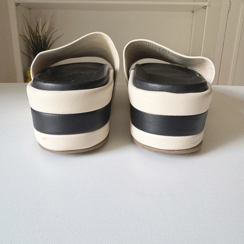 Beek Albatross Eggshell Black Stripe Platform Slide Sandals Size 9 - Picture 6 of 7